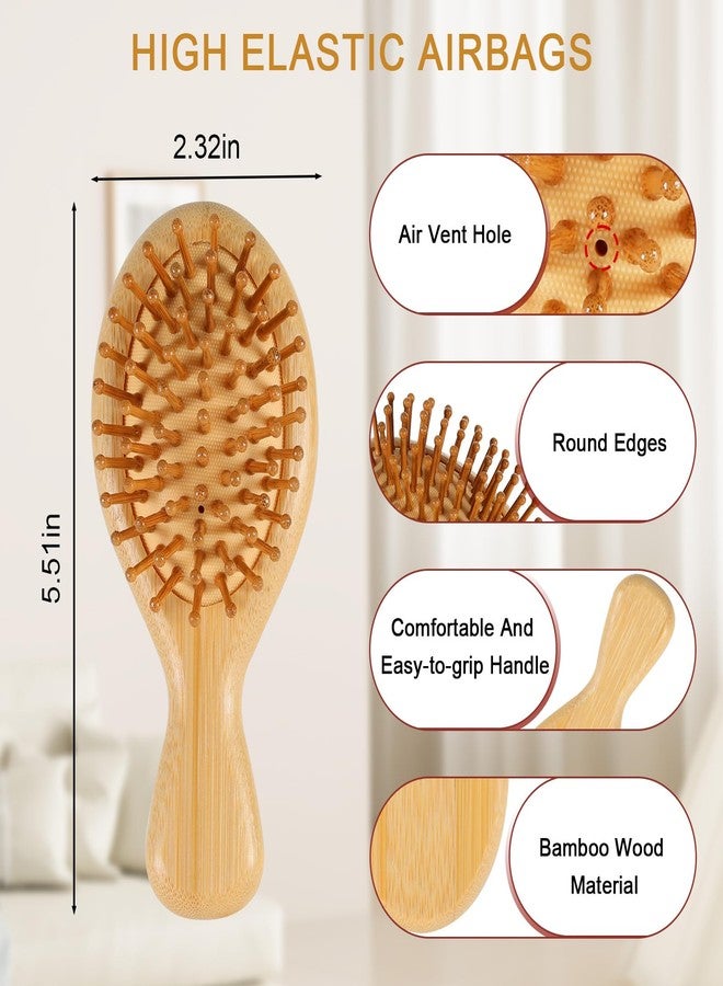 SIMPOR 2PCS Bamboo Hair Brush Wood Travel Brush Mini Hairbrush For Women Massage Scalp Natural Paddle Pocket Bamboo Handle Wood Bristle Detangling Brush for Hair Growth for All Hair Types - Image 2